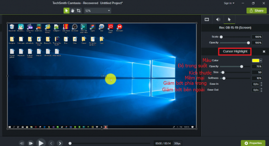 Hướng dẫn tạo hiệu ứng con trỏ chuột trong camtasia