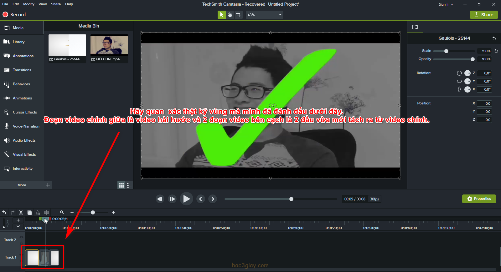 Hướng dẫn chèn video hài hước bằng camtasia