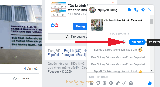 Hướng dẫn thay đổi màu sắc đoạn chat trên facebook