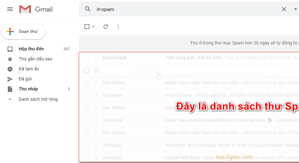 Thư mục Spam nằm ở đâu trên Gmail