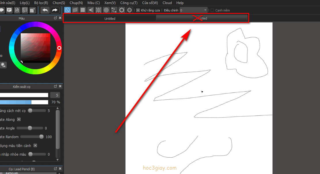 Hướng dẫn đóng tab truyện đang vẽ trong MediBang Paint Pro