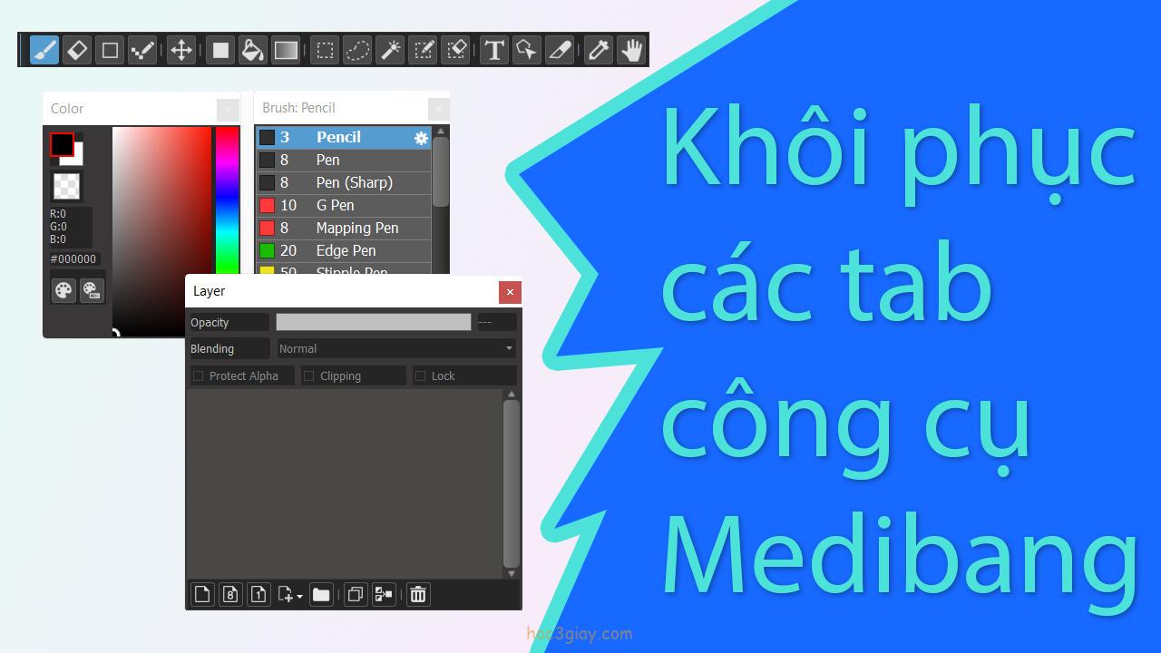 Hướng dẫn bật và tắt các tab công cụ trên Medibang Paint Pro